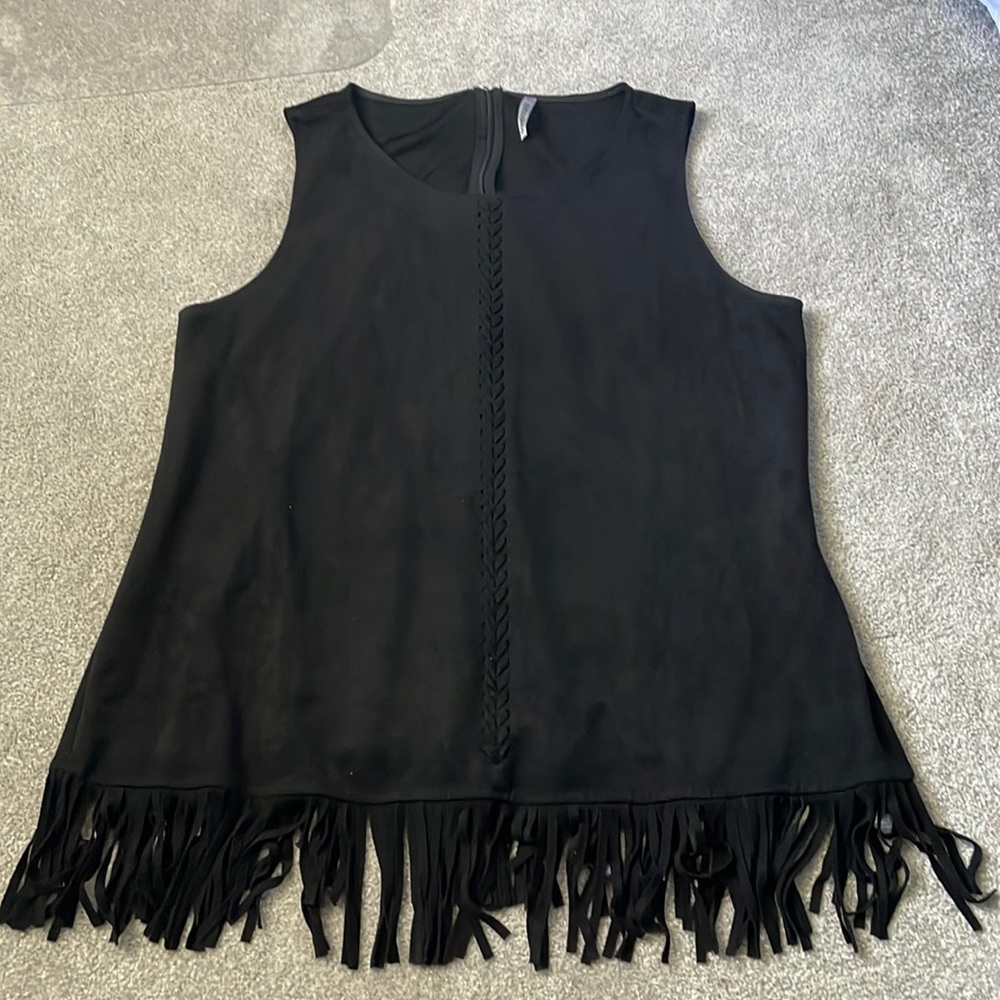 Black fringe tank top soft size medium